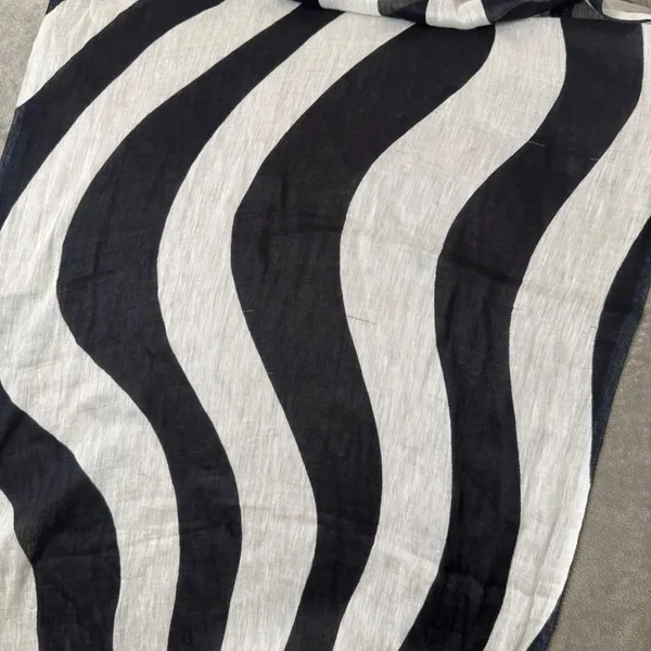Etcetera Monochrome Zebra Print Scarf Black White Stripe Fringe Headwrap Headband Shawl - Image 8