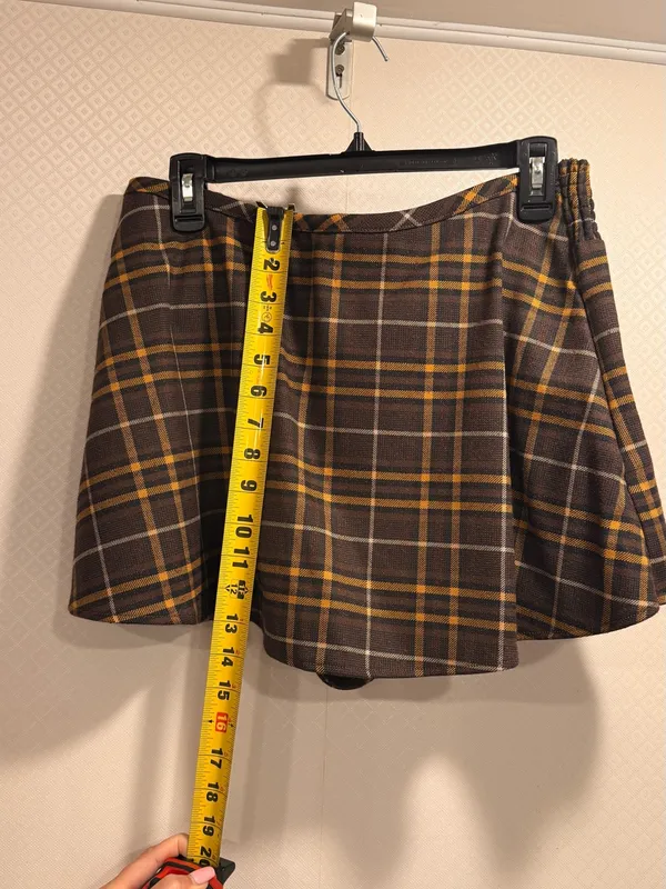 NWT Free People Brown Plaid Wrap Lightweight Summer Flowy Skort Size XS - Image 5
