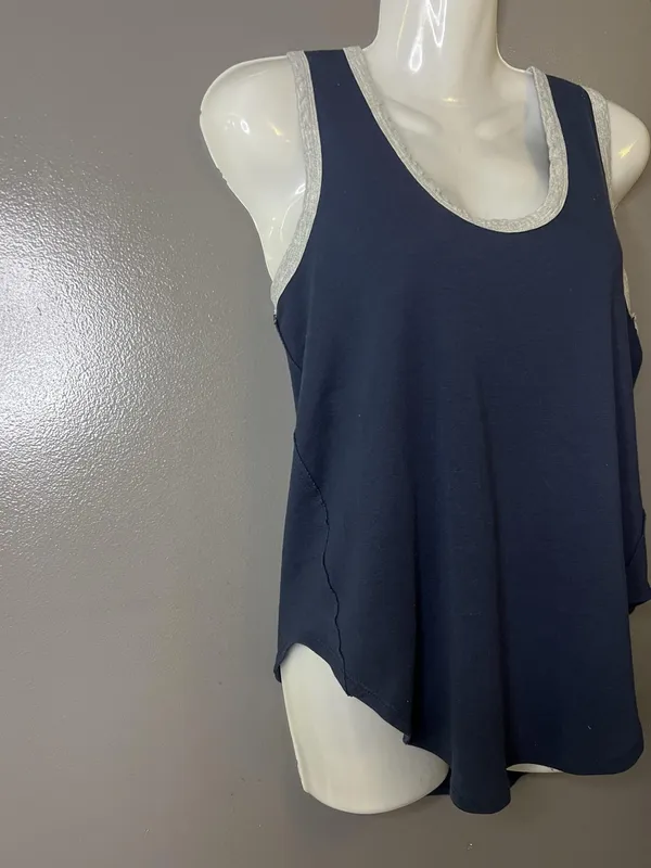 We The Free Tank Top Womens Small Blue Racerback Scoop Neck Bow Hem Relaxed - Image 3