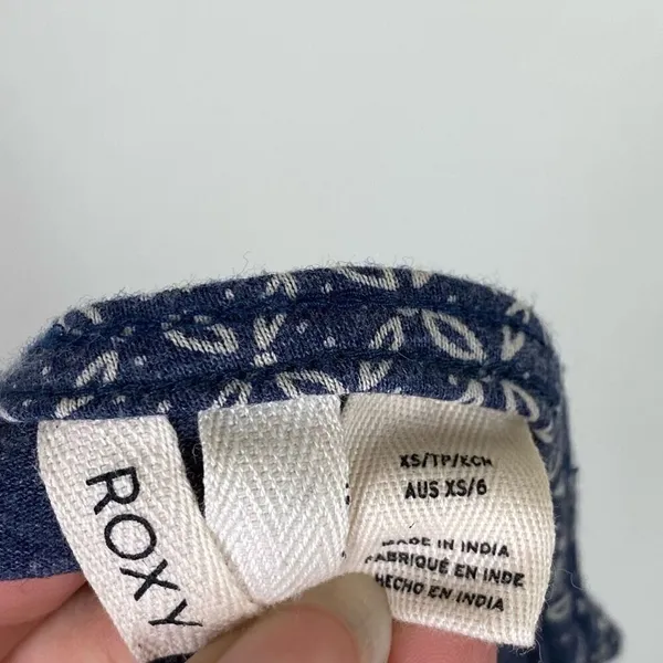 Roxy Navy Blue & White Pattern Popover Button Front Layered Tank Top Blouse XS - Image 5
