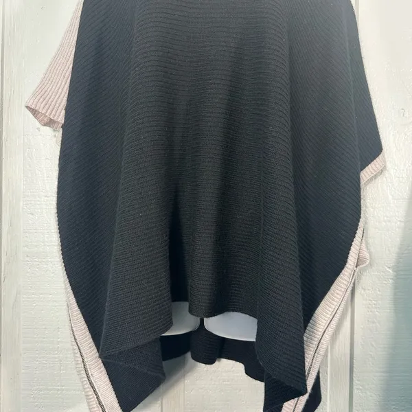 JENNIE LIU Women's Cashmere Blend Rib Knitted Poncho Sweater One Size NW… - Image 4