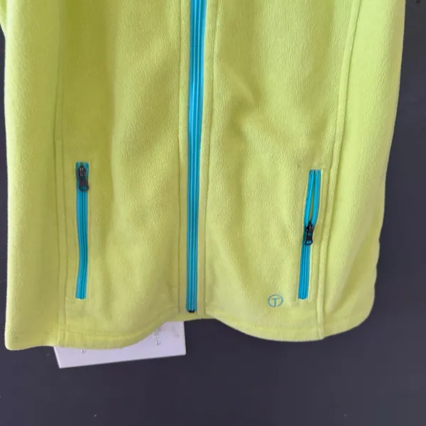 Talbots Womens Petite‎ Small Neon Lime Yellow Full Zip Fleece Vest Outdoor - Image 5