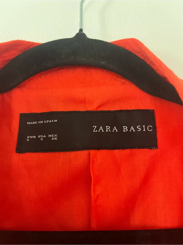 Zara Orange Open Front Blazer Small Dopamine Dressing Office Business Casual - Image 2