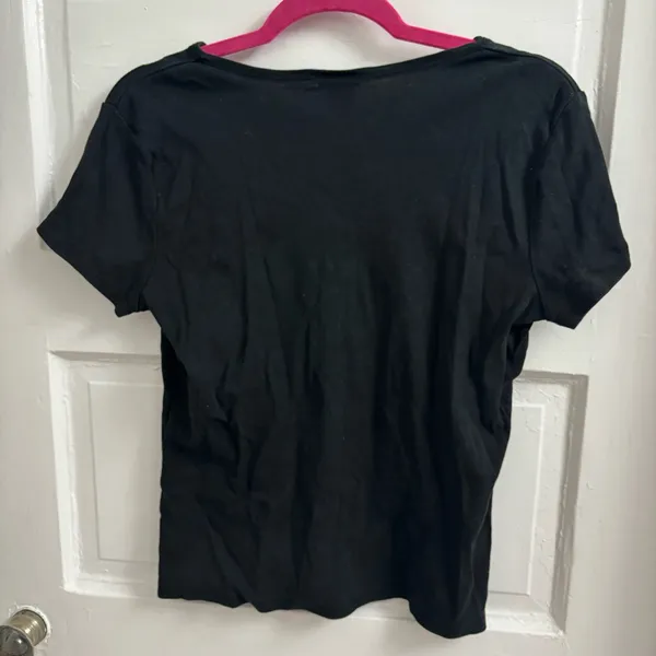 Ann Taylor Black Short Sleeve V-Neck Tee - Image 2