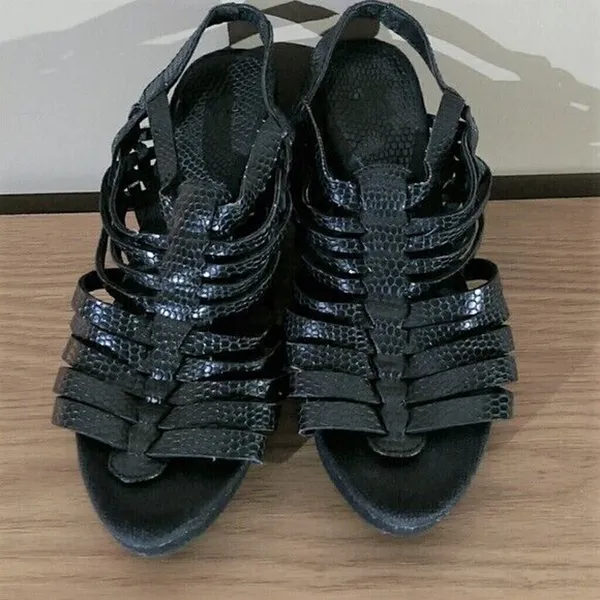 NY&C Black Wedges Wedge Sandals Size 7 - Image 2