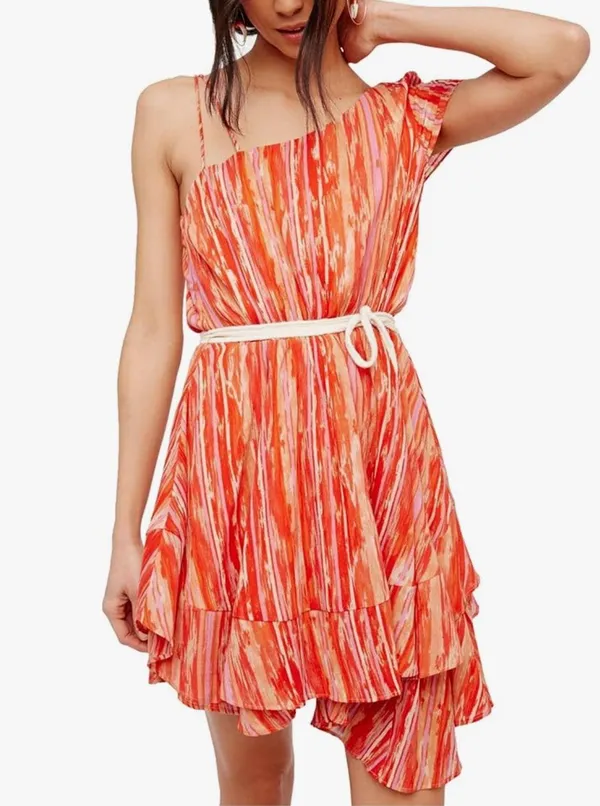 Free People Orange Ruffle Party Dress - Image 2