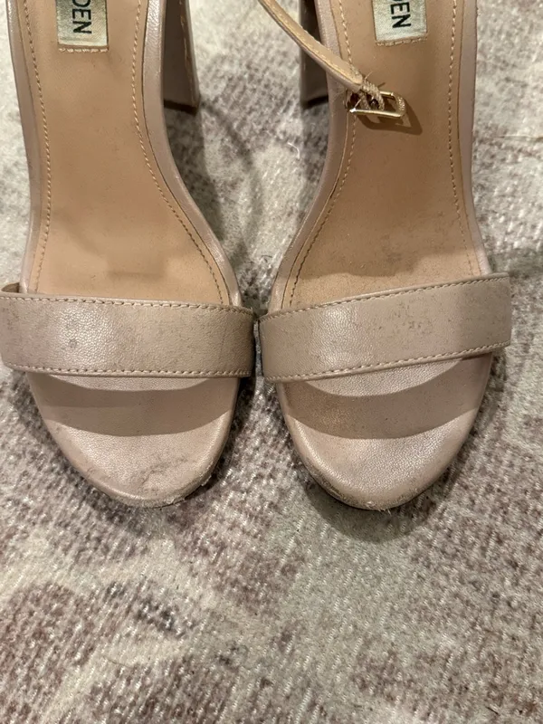 Steve Madden Beige/Taupe Ankle-Strap Block Heel Sandals - Image 3