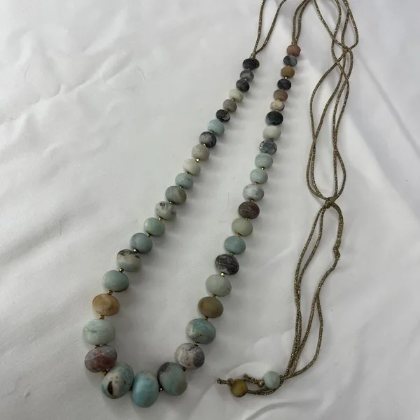 Amazonite Stone Multi Beaded Adjustable Cord Necklace OS Bohemian Boho Colorful - Image 4
