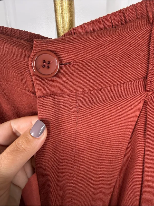 ReGeneration Celebrity Pink Rust Wide Leg Trousers Size L High Rise - Image 6