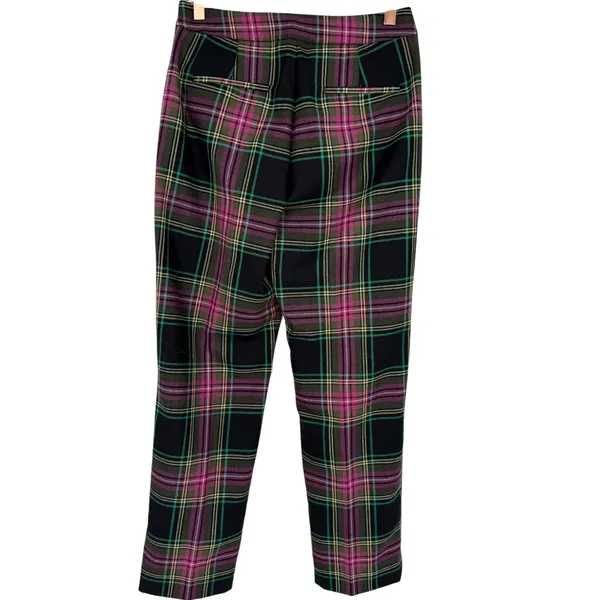 NWT J.Crew Kate Straight Leg Pants Pink Stewart‎ Tartan Plaid Wool Blend Size 0 - Image 6