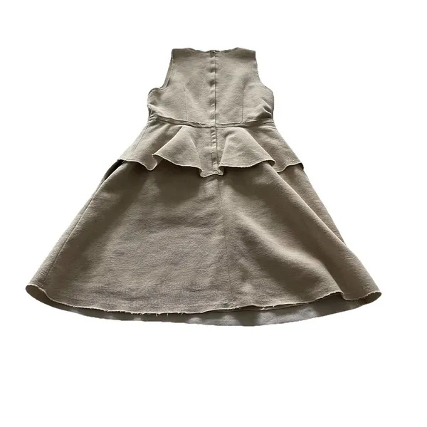 Banana Republic Peplum Linen Blend Dress Womens Size 4 Beige Sleeveless Raw Hem - Image 3