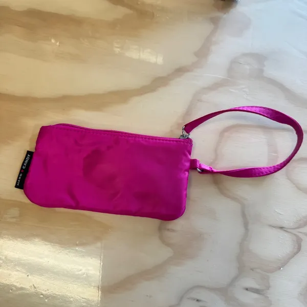 Hard Candy Hot Pink Glasses Wristlet Pouch Rainbow Stripe Lining Zip Case OS - Image 2