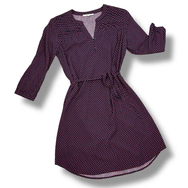 41 Hawthorn Polka Dot Belted V Neck Cloey Shirt Dress Blue‎ Red Small - Image 12