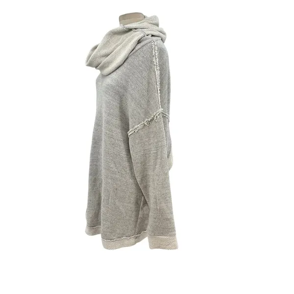 Free People Beach Gray Cowl Neck Split Back Oversized Sweatshirt Size Medium‎ - Image 7