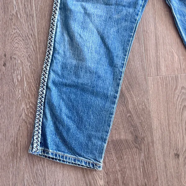 Express Straight Leg Ankle Jeans Braid Trim Casual Medium Wash NEW Women Sz 12 - Image 7