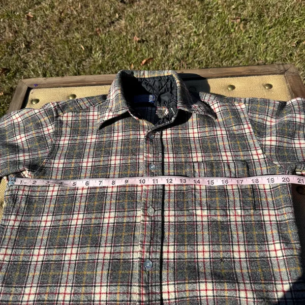 Pendleton Plaid Pure Virgin Wool Shirt Jacket Medium Made in USA Vintage - Image 5