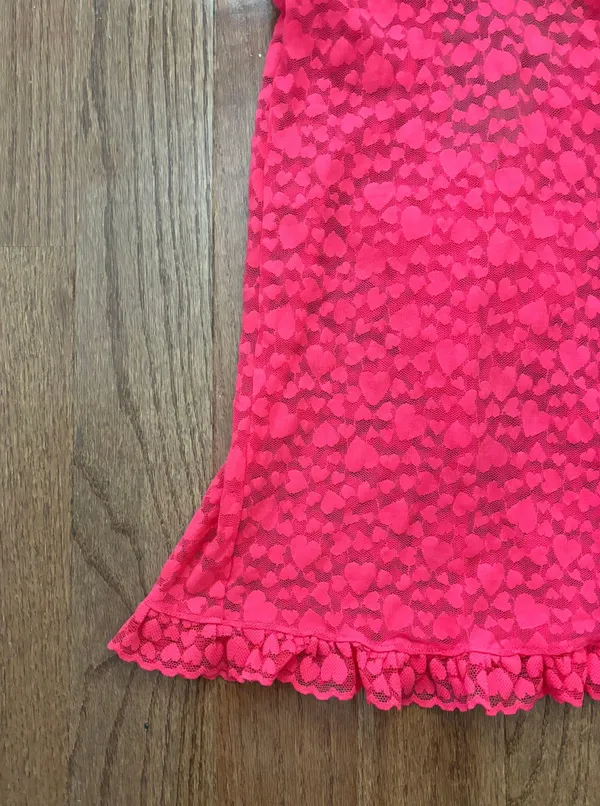 Y2k Victoria’s Secret hot pink mesh heart print lace padded chemise slip - Image 3