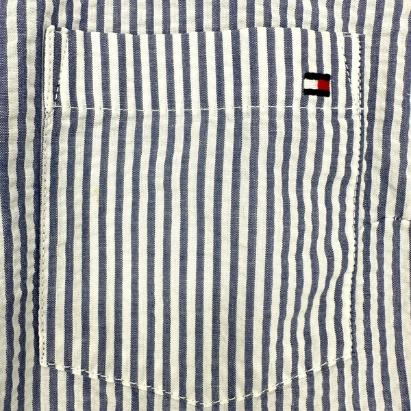 Tommy Hilfiger | Small | Nautical Blue White Pinstripe Sleeveless Button-Up Top - Image 4
