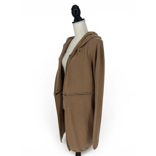 Elaine Kim Convertible Hooded Cardigan Sweater Zip Hem Cotton‎ Size P - Image 7