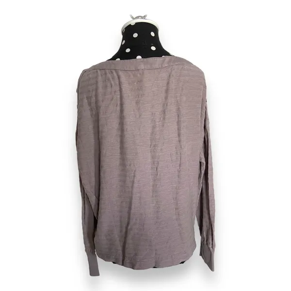 Anthropologie Womens Top Sz M Gray‎ Striped Long Sleeve Buttons Boat Neckline - Image 5