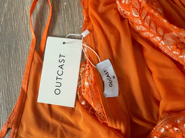 NWT SKIRT ONLY Orange mesh mini skirt with lace #mesh #beach #club #festival #miniskirt - Image 2
