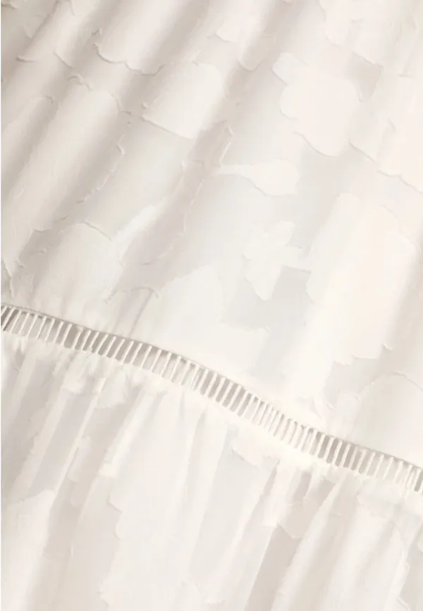 Lulu’s Float to Love White Jacquard Smocked Tie-Strap Midi Dress - Image 4