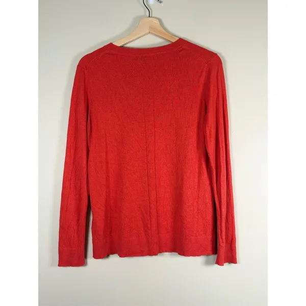 Banana Republic Red Silk‎ Cashmere Crew Neck Long Sleeve Sweater Women's L - Image 2