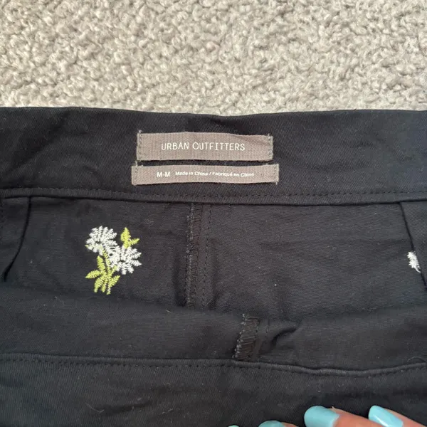 Urban Outfitters Black Daisy Embroidered Kick Flare Cropped Pants - Image 6