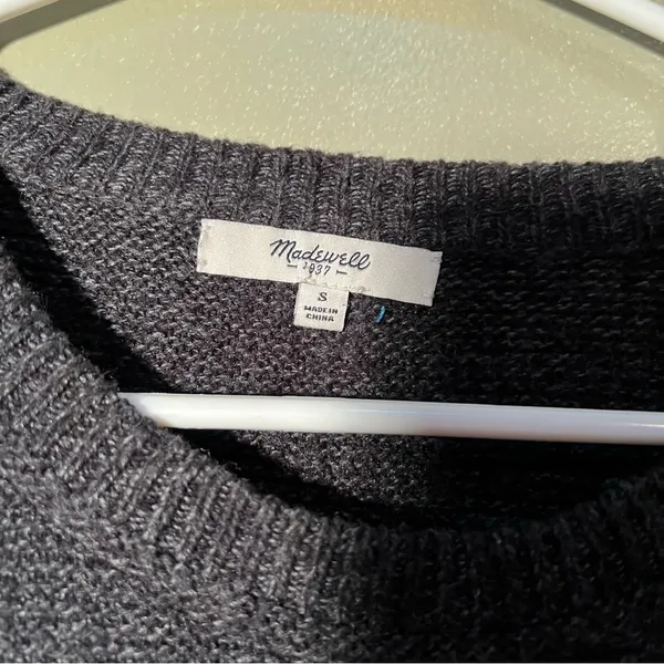 Madewell Women's Size Small Suede Stripe Texture Sweater‎ Dark Gray Crewneck - Image 9