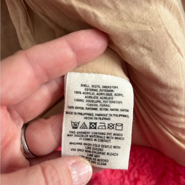 Anthropologie Color block Sherpa Jacket with Pink,‎ Tan, and Cream Medium - Image 11