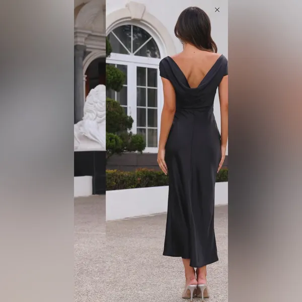 NWT HELLO MOLLY FAITHFUL NIGHTS SATIN MIDI DRESS BLACK- Medium (US 6) - Image 5