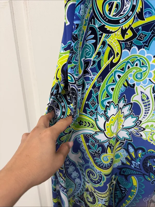 Attitudes by Renee Blue & Green Paisley Off-Shoulder Maxi - Image 3