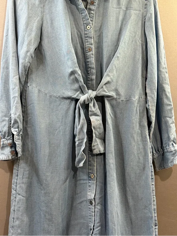 Loft size 6 button down chambray Shirt Dress midi fall style women’s - Image 2