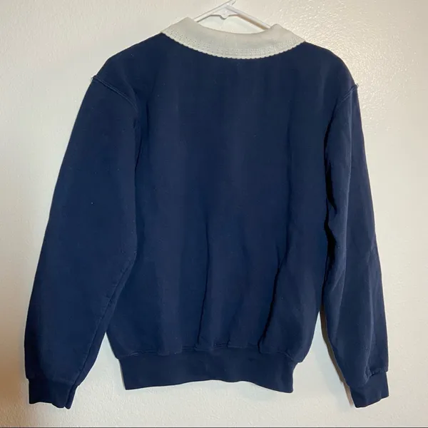 Vintage Morning Sun Topstitch Sweatshirt Collar Embroidery 90s Snowman Holiday M - Image 5