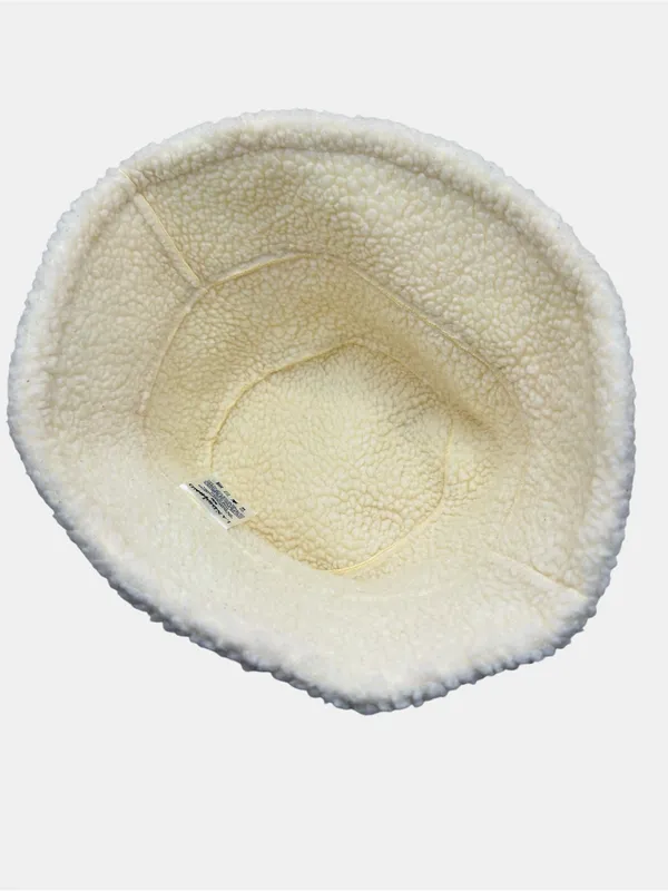 Lands’ End Ivory Sherpa Fleece Bucket Hat Cozy Winter Teddy Hat Medium - Image 4