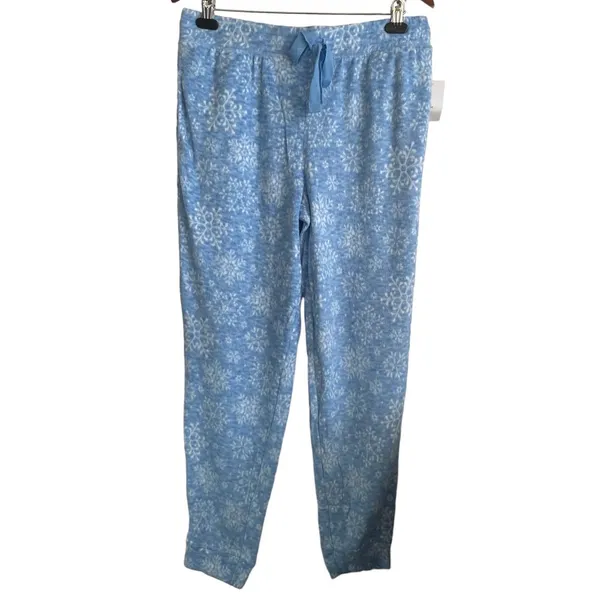 Jaclyn Intimates‎ Women Pajama Set L Blue Snowflake Long Sleeve Cozy Lounge - Image 2