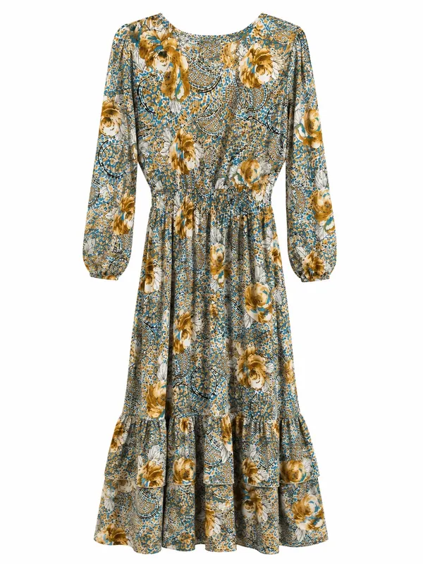 BOEMO Anthropologie floral paisley tiered maxi dress Floral Tiered Maxi Dress L - Image 2