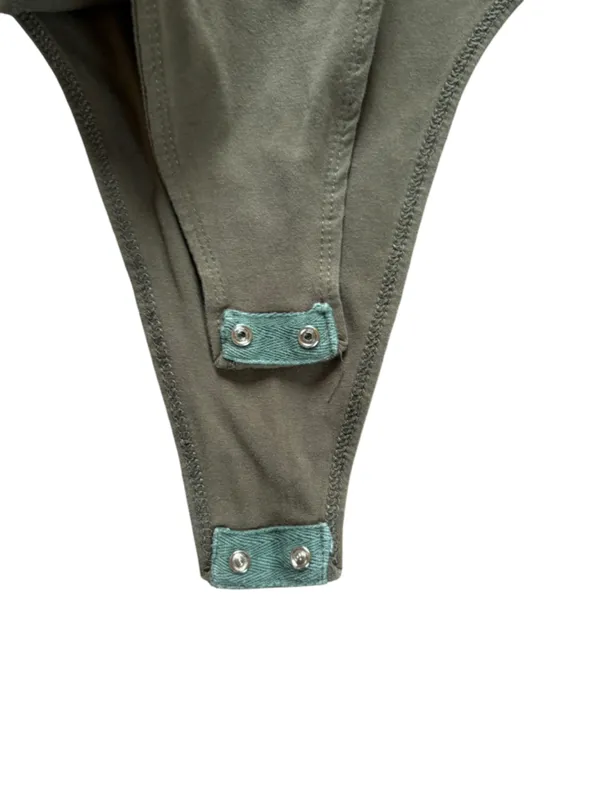 TOBI V Neck Scoop Back Olive Green Bodysuit Womens Size Small - Image 7