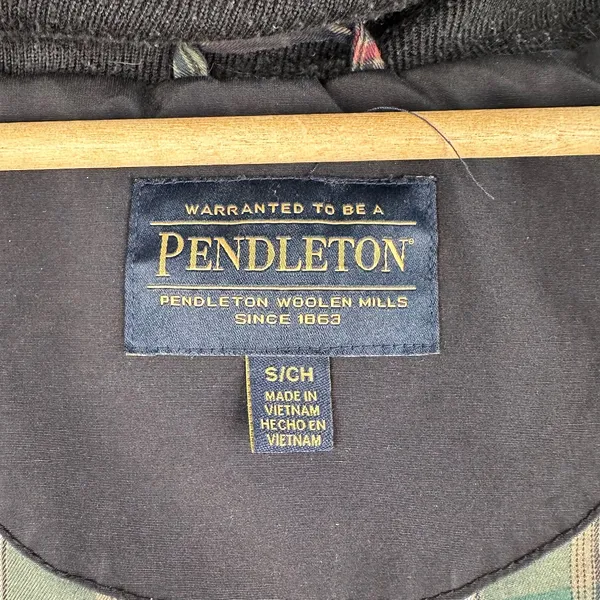 Pendleton Womens Small Flannel Plaid Lined Hooded Parka Barn Chore Coat Blue - Image 10