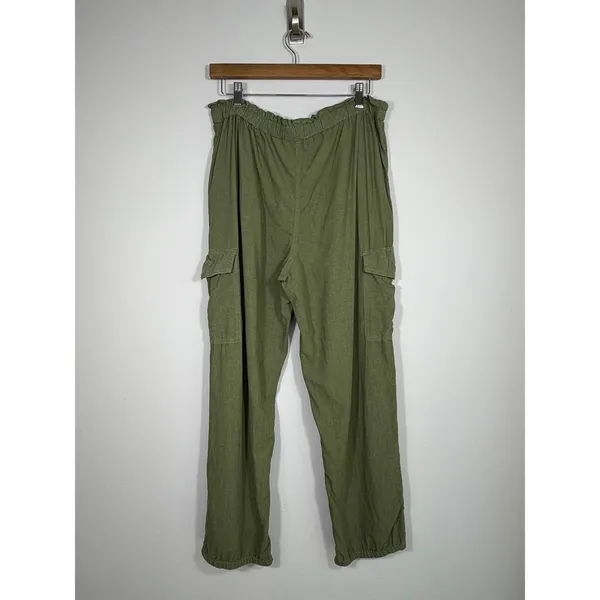 Aerie Olive Green Linen Blend Cargo Pants Women’s Small - Image 2