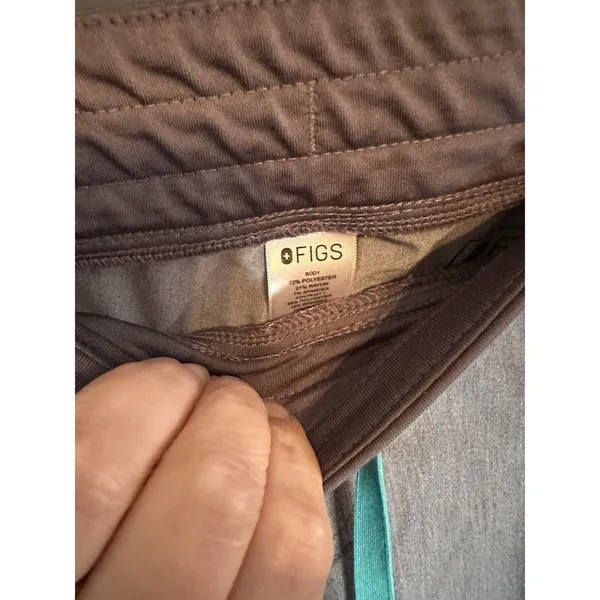 FIGS Zamora Jogger Scrub Pants Heather Charcoal Gray Womens Size‎ ST Teal String - Image 3