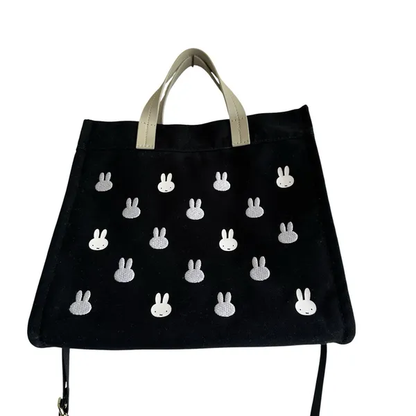 Miffy 2WAY Siffler Tote Bag Handbag Monogram Pattern Habitas 2 Way Black - Image 11