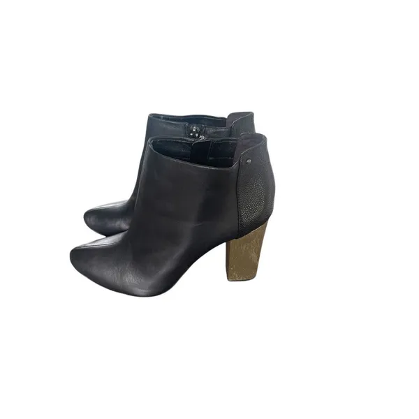 Circus By Sam Edelman Ankle Booties Block Heel Pointed Toe Black/ Gold 8.5M - Image 9