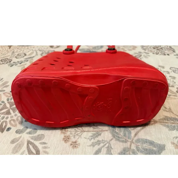 Optari Sol Tote Bag Red Waterproof Rubber Croc Style Beach Bag Small Medium - Image 3