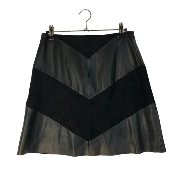 Zara Black Faux Leather Suede A-Line Mini Skirt XS‎ - Image 2