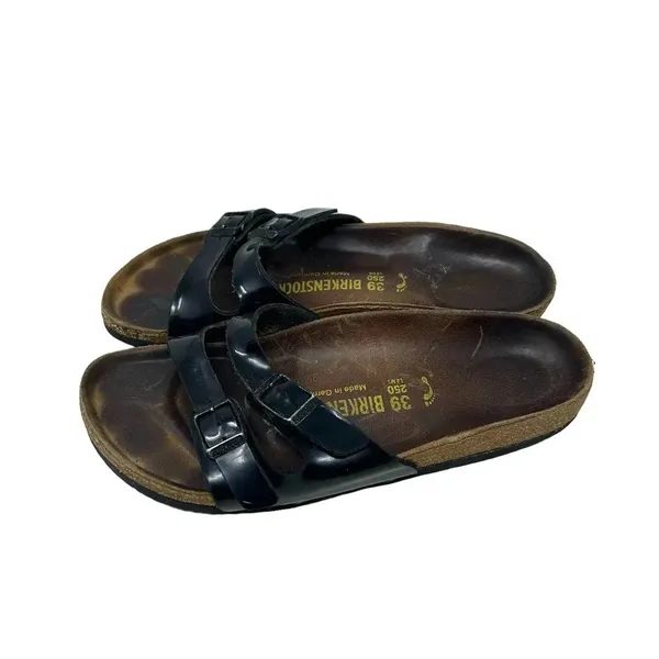 Birkenstock Ibiza Birko-Flor Slide Sandals Black Patent Size 39 US‎ 8 - 8.5 - Image 4