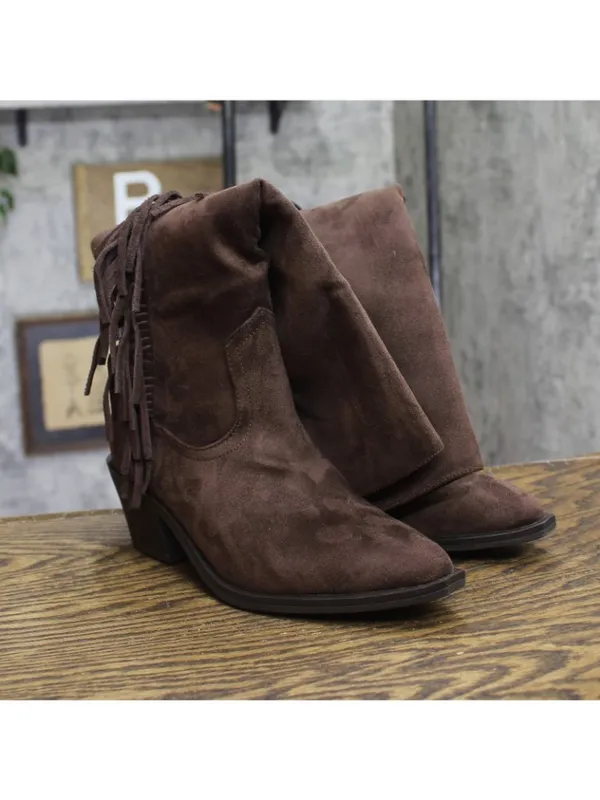 NWT Universal Thread Patsy Tall Fringe Western Boots Cowgirl Chocolate Brown 7M - Image 3