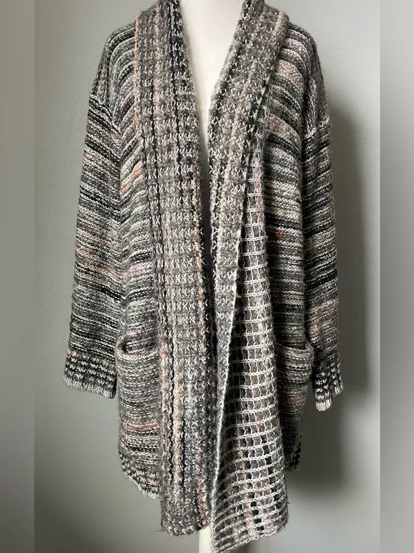 Anthropologie Akemi + Kin Wasilla Knit Cardigan Gray Multicolor Open Front - Image 2
