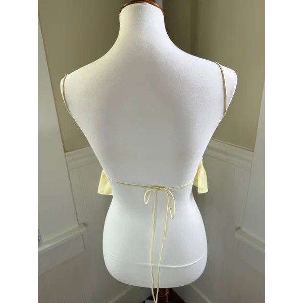 Bardot Margo Barely There Open Back Ruffle Top Yellow Large US 8 - Image 2