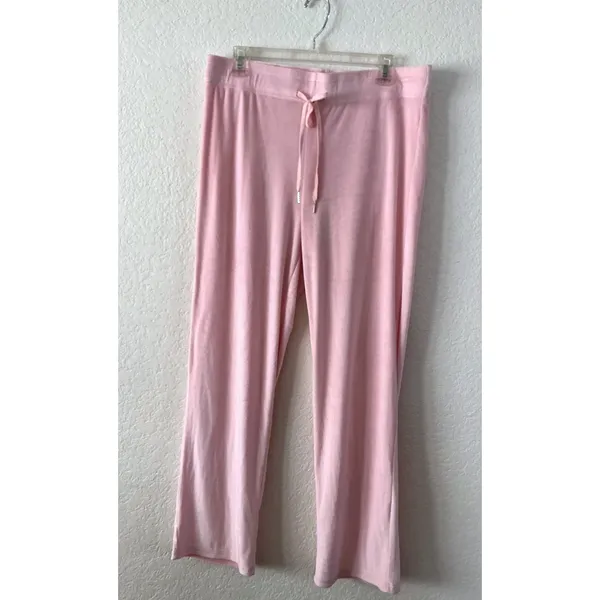 Juicy Couture Pajama Set Size L‎ Pink Velour Rhinestone Logo Sweatshirt Pants - Image 4